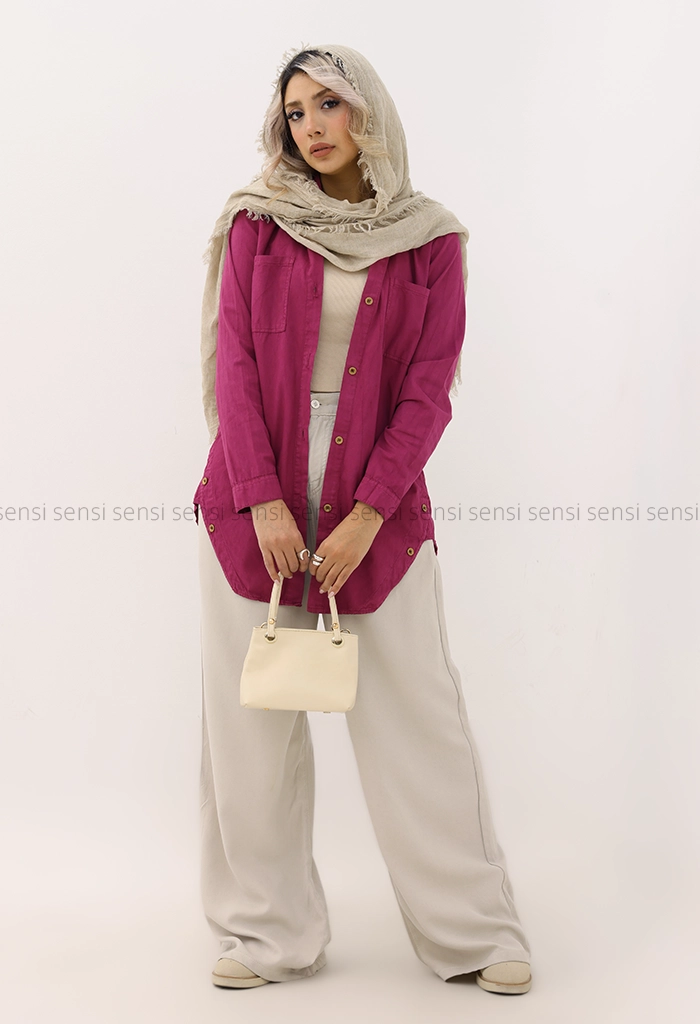 شومیز لینن بغل دکمه کد1005091